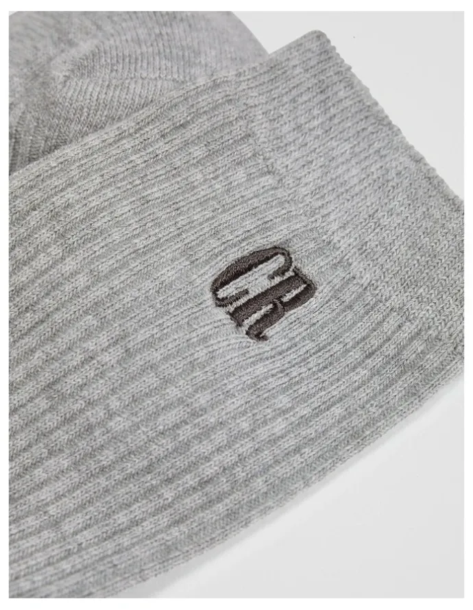 Country Road Australian Cotton Blend CR Ribbed Three Quarter Crew Sock in Grey Marle