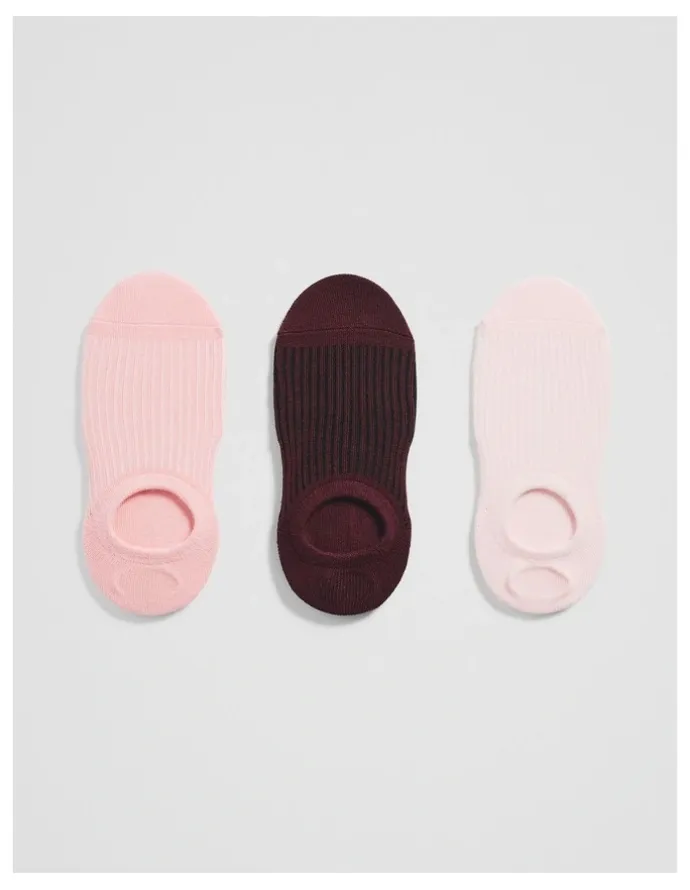 Country Road Australian Cotton Rib No-show Sock Pack Of 3 in Strawberry