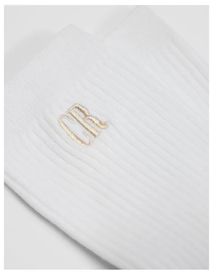 Country Road Australian Cotton Blend CR Ribbed Three Quarter Crew Sock in White