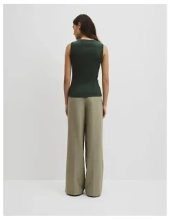 Country Road Australian Cotton High Neck Tank in Evergreen