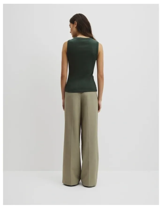 Country Road Australian Cotton High Neck Tank in Evergreen