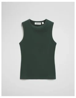 Country Road Australian Cotton High Neck Tank in Evergreen