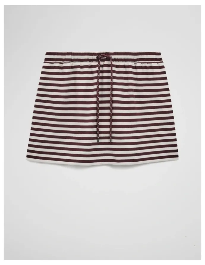 Country Road Australian Cotton Blend Stripe Jersey Skirt in Umber Stripe