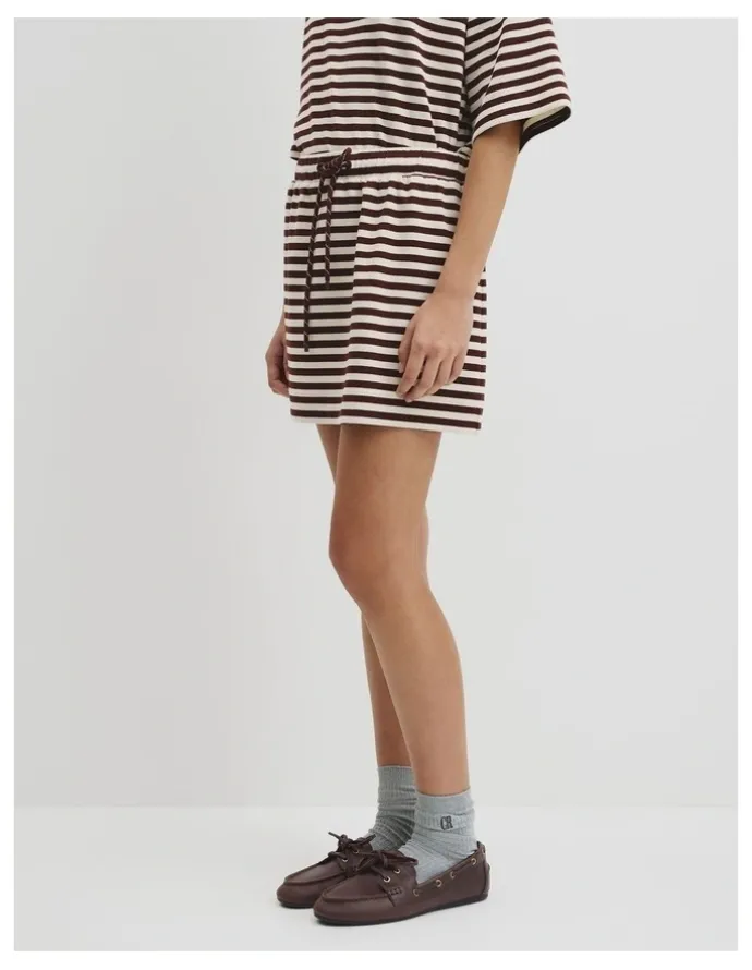 Country Road Australian Cotton Blend Stripe Jersey Skirt in Umber Stripe