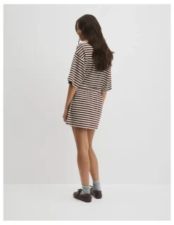 Country Road Australian Cotton Blend Stripe Jersey Skirt in Umber Stripe