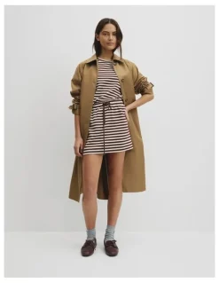 Country Road Australian Cotton Blend Stripe Jersey Skirt in Umber Stripe