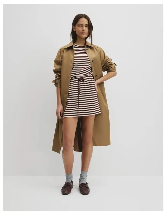 Country Road Australian Cotton Blend Stripe Jersey Skirt in Umber Stripe