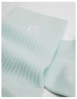 Country Road Australian Cotton Blend Cr Ribbed Three Quarter Crew Sock in Light Turquoise