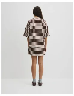 Country Road Australian Cotton Blend Stripe Boxy T-shirt in Umber Stripe