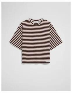 Country Road Australian Cotton Blend Stripe Boxy T-shirt in Umber Stripe
