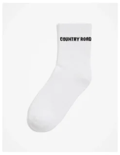 Country Road Australian Cotton Blend CR Sport Quarter Crew Sock in White