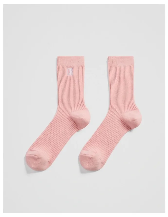 Country Road Australian Cotton Blend Cr Ribbed Three Quarter Crew Sock in Strawberry