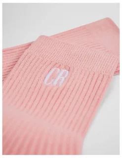 Country Road Australian Cotton Blend Cr Ribbed Three Quarter Crew Sock in Strawberry