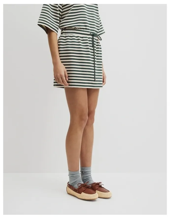 Country Road Australian Cotton Blend Stripe Jersey Skirt in Evergreen Stripe