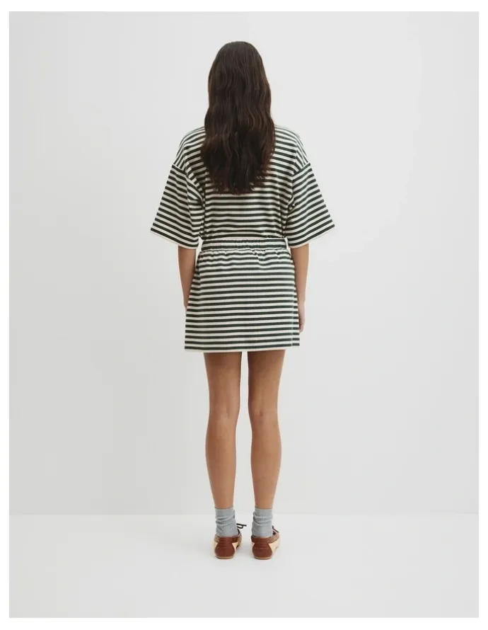 Country Road Australian Cotton Blend Stripe Jersey Skirt in Evergreen Stripe
