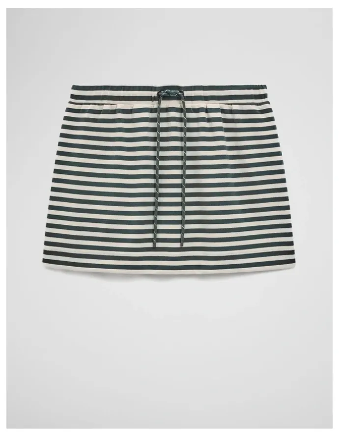 Country Road Australian Cotton Blend Stripe Jersey Skirt in Evergreen Stripe