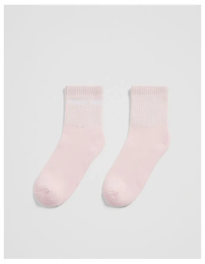 Country Road Australian Cotton Blend Cr Sport Quarter Crew Sock in Blossom Pink