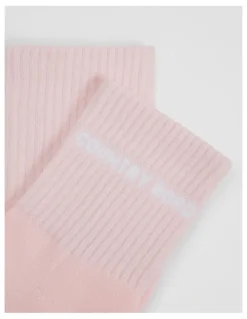 Country Road Australian Cotton Blend Cr Sport Quarter Crew Sock in Blossom Pink