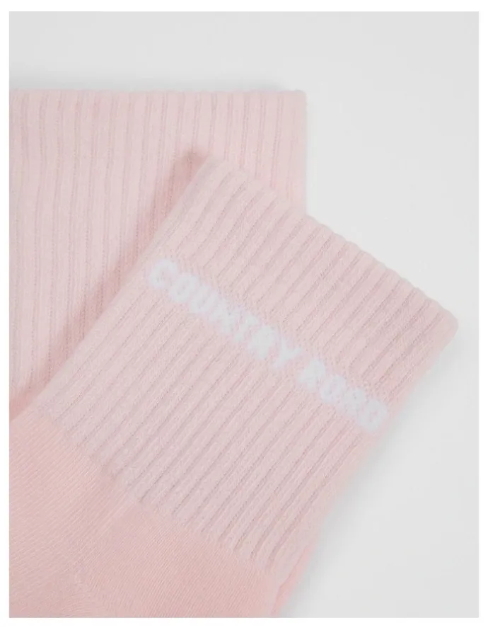 Country Road Australian Cotton Blend Cr Sport Quarter Crew Sock in Blossom Pink