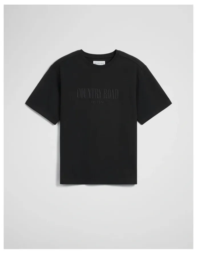 Country Road Australian Cotton Cr T-shirt in Black