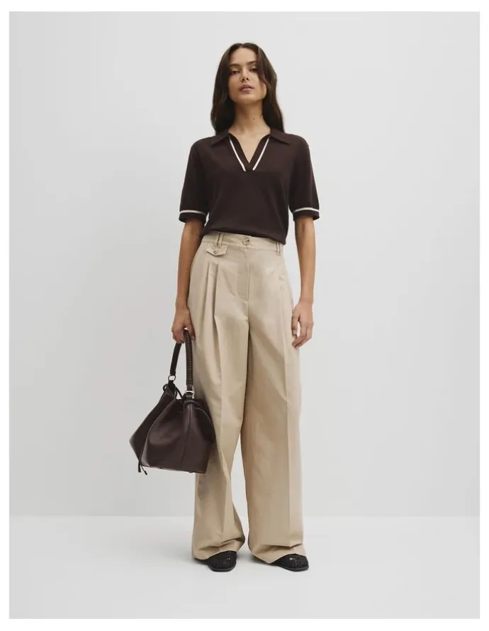Country Road Cashmere Blend Short Sleeve Knit in Cocoa Bean