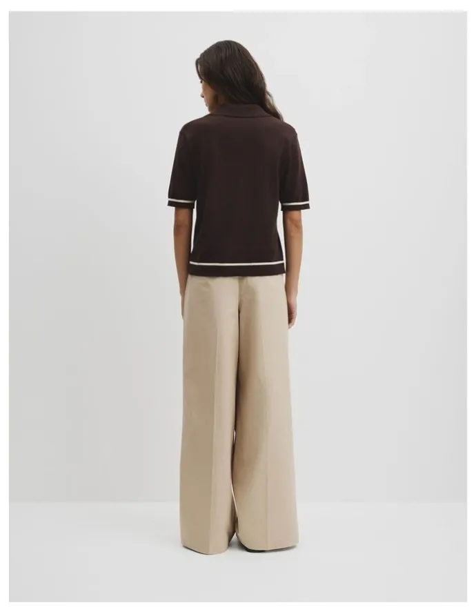 Country Road Cashmere Blend Short Sleeve Knit in Cocoa Bean