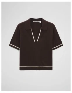 Country Road Cashmere Blend Short Sleeve Knit in Cocoa Bean