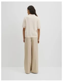 Country Road Cashmere Blend Short Sleeve Knit in Almond