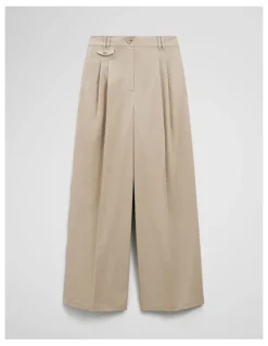 Country Road Cotton Blend Pleat Front Pant in Soft Clay