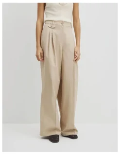 Country Road Cotton Blend Pleat Front Pant in Soft Clay