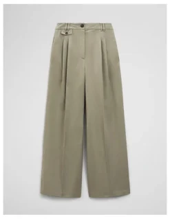 Country Road Cotton Blend Pleat Front Pant in Thyme