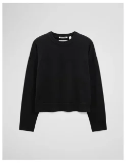 Country Road Cotton Linen Crew Neck Knit in Black