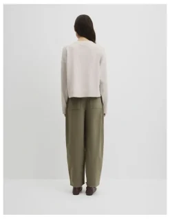 Country Road Cotton Linen Crew Neck Knit in Tahini