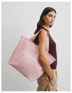 Country Road Cotton Printed Heritage Shopper in Floss Pink