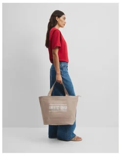 Country Road Cotton Printed Heritage Shopper in Buff