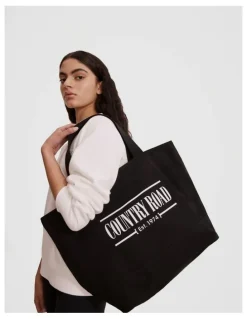 Country Road Cotton Printed Heritage Shopper in Black