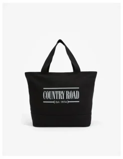Country Road Cotton Printed Heritage Shopper in Black
