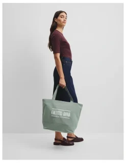 Country Road Cotton Printed Heritage Shopper in Bay Green