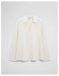 Country Road Crepe Rugby Shirt in Blanc