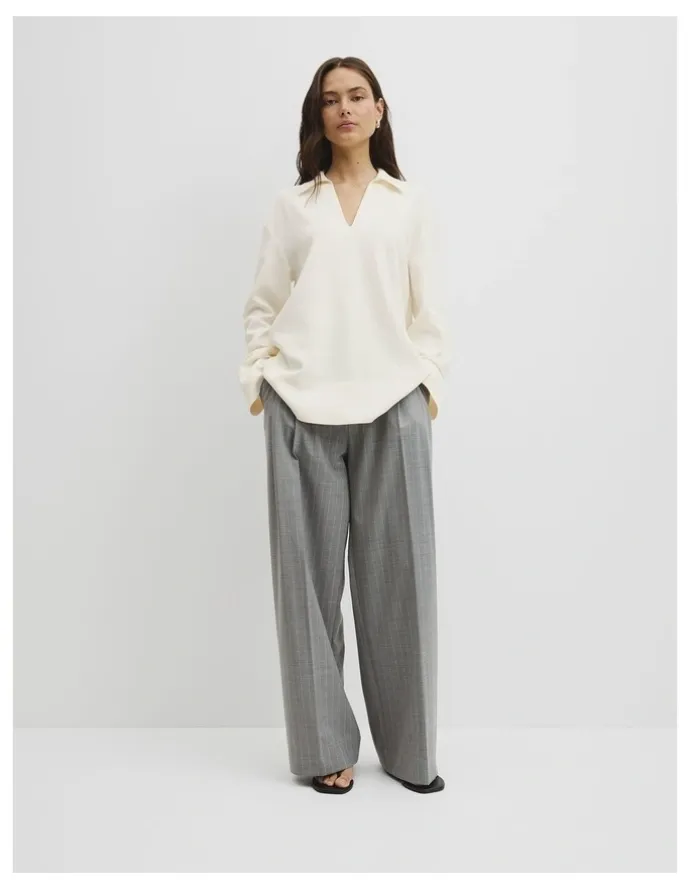 Country Road Crepe Rugby Shirt in Blanc
