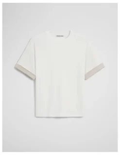 Country Road Cuff Sleeve T-shirt in Antique White