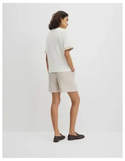 Country Road Cuff Sleeve T-shirt in Antique White