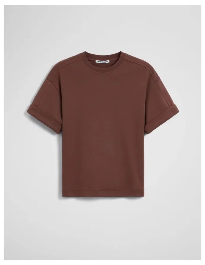 Country Road Cuff Sleeve T-shirt in Ember
