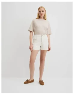 Country Road Denim A-line Short in White