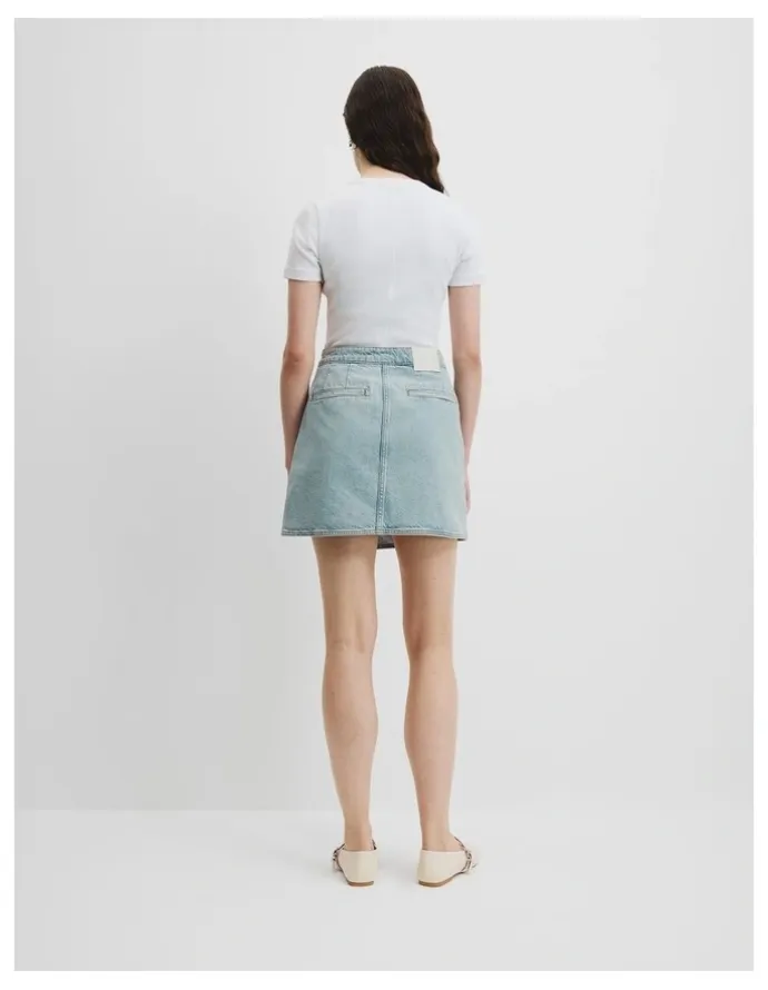 Country Road Denim Wrap Mini Skirt in Aged Soft Wash