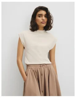 Country Road Extend Shoulder Top in Almond