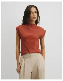 Country Road Extend Shoulder Top in Burnt Sienna