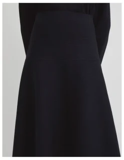 Country Road Fluted Knit Midi Skirt in Twilight