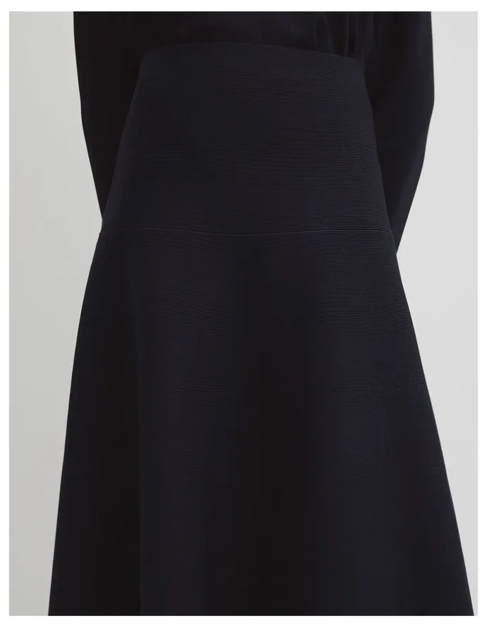 Country Road Fluted Knit Midi Skirt in Twilight