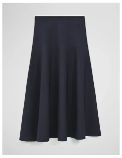 Country Road Fluted Knit Midi Skirt in Twilight